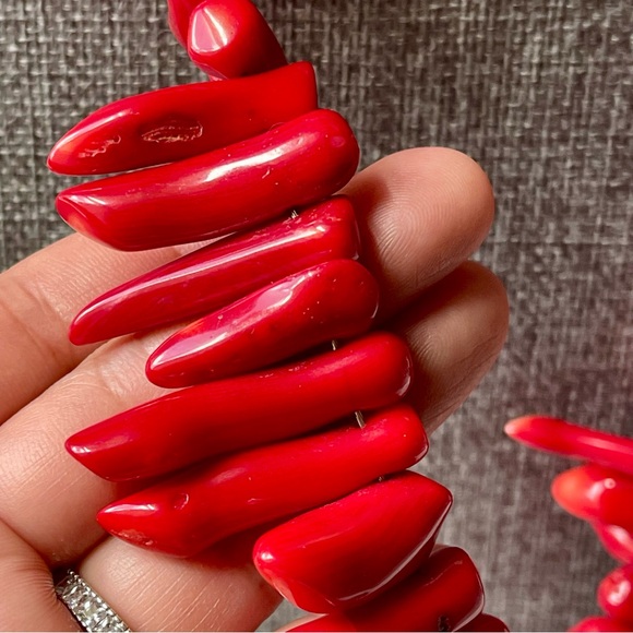 RED CORAL | Rich Red Color Full Single Strand Necklace - Picture 4 of 16